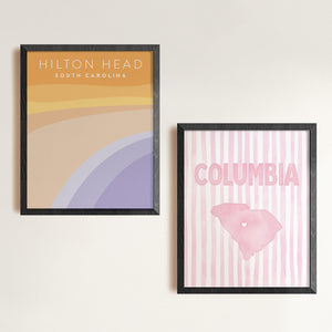 Columbia South Carolina Poster · Columbia South Carolina Pink Pastel Wall Art