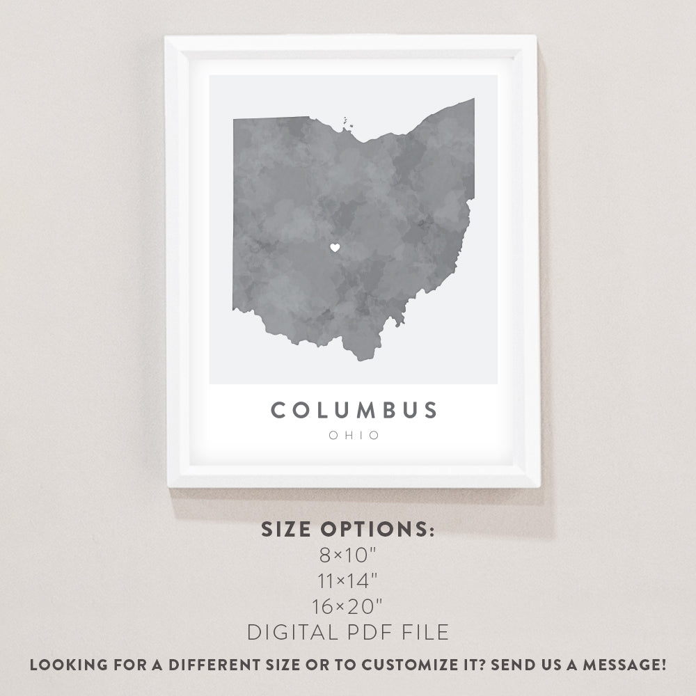 ohio map poster