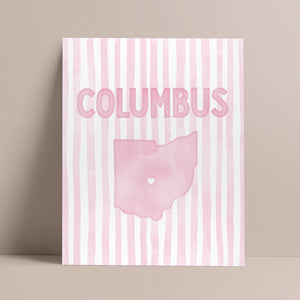 Columbus Ohio Poster · Columbus Ohio Pink Pastel Wall Art