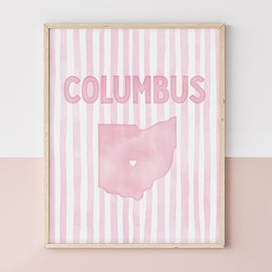 Columbus Ohio Poster · Columbus Ohio Pink Pastel Wall Art