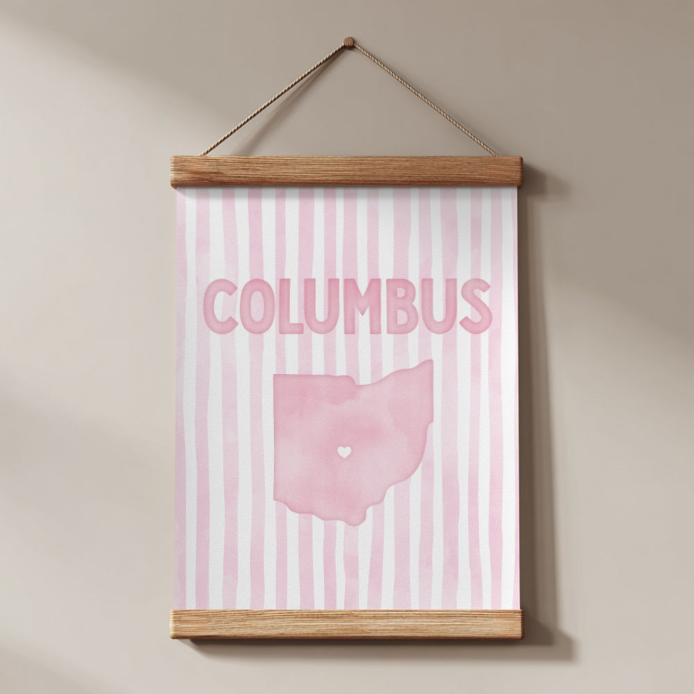 Columbus Ohio Poster · Columbus Ohio Pink Pastel Wall Art