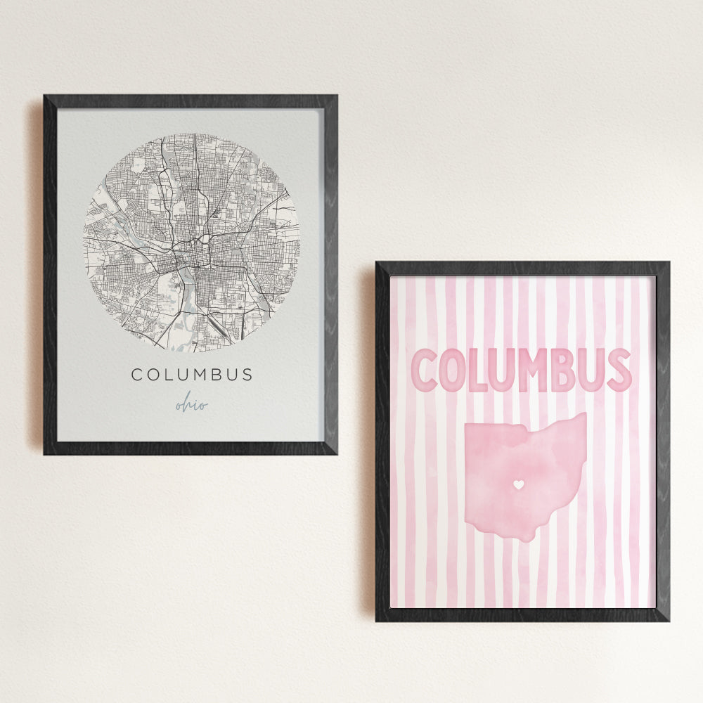 Columbus Ohio Poster · Columbus Ohio Pink Pastel Wall Art