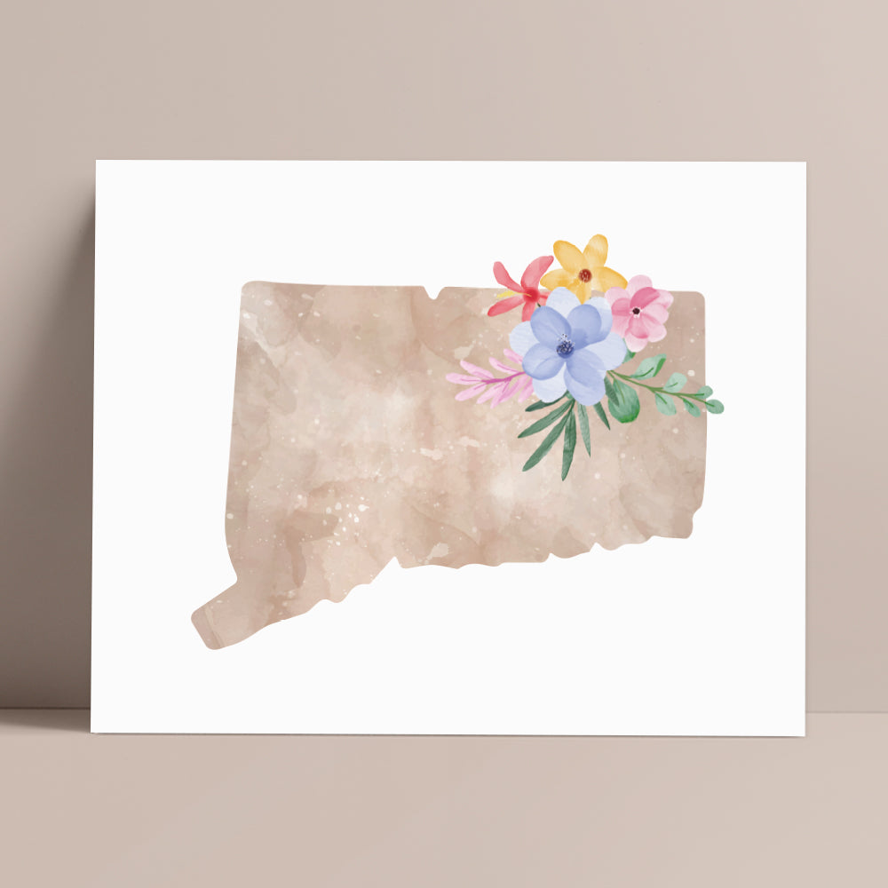 connecticut watercolor poster
