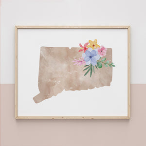 connecticut map print