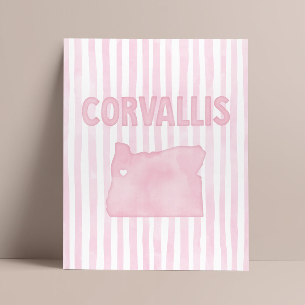 Corvallis Oregon Poster · Corvallis Oregon Pink Pastel Wall Art