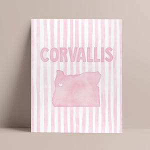 Corvallis Oregon Poster · Corvallis Oregon Pink Pastel Wall Art