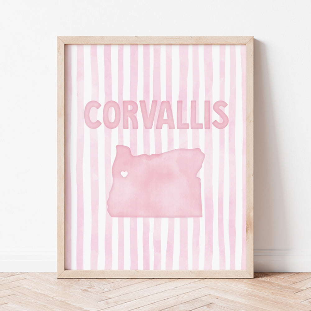 Corvallis Oregon Poster · Corvallis Oregon Pink Pastel Wall Art
