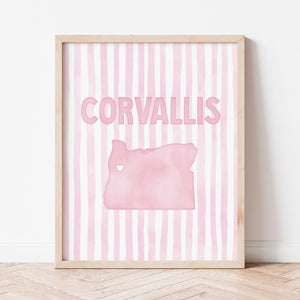 Corvallis Oregon Poster · Corvallis Oregon Pink Pastel Wall Art