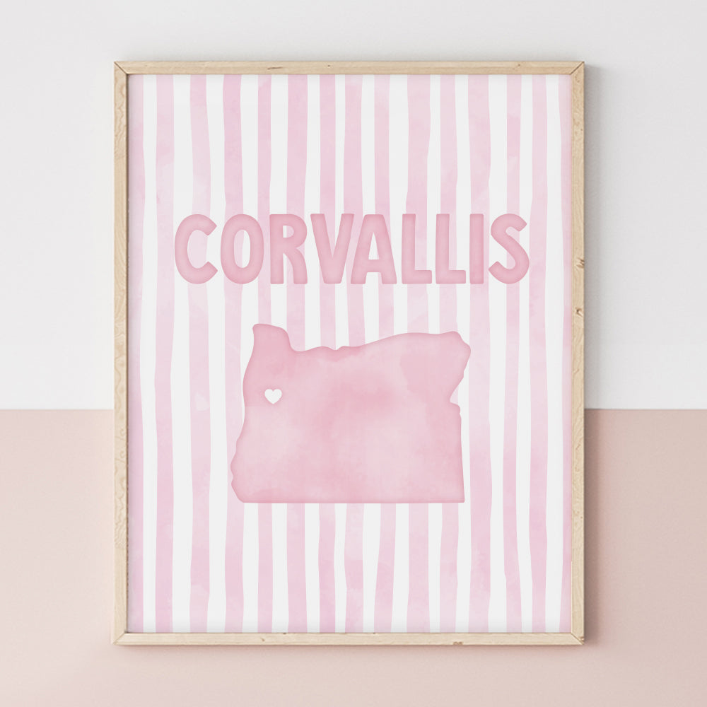 Corvallis Oregon Poster · Corvallis Oregon Pink Pastel Wall Art