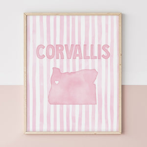 Corvallis Oregon Poster · Corvallis Oregon Pink Pastel Wall Art