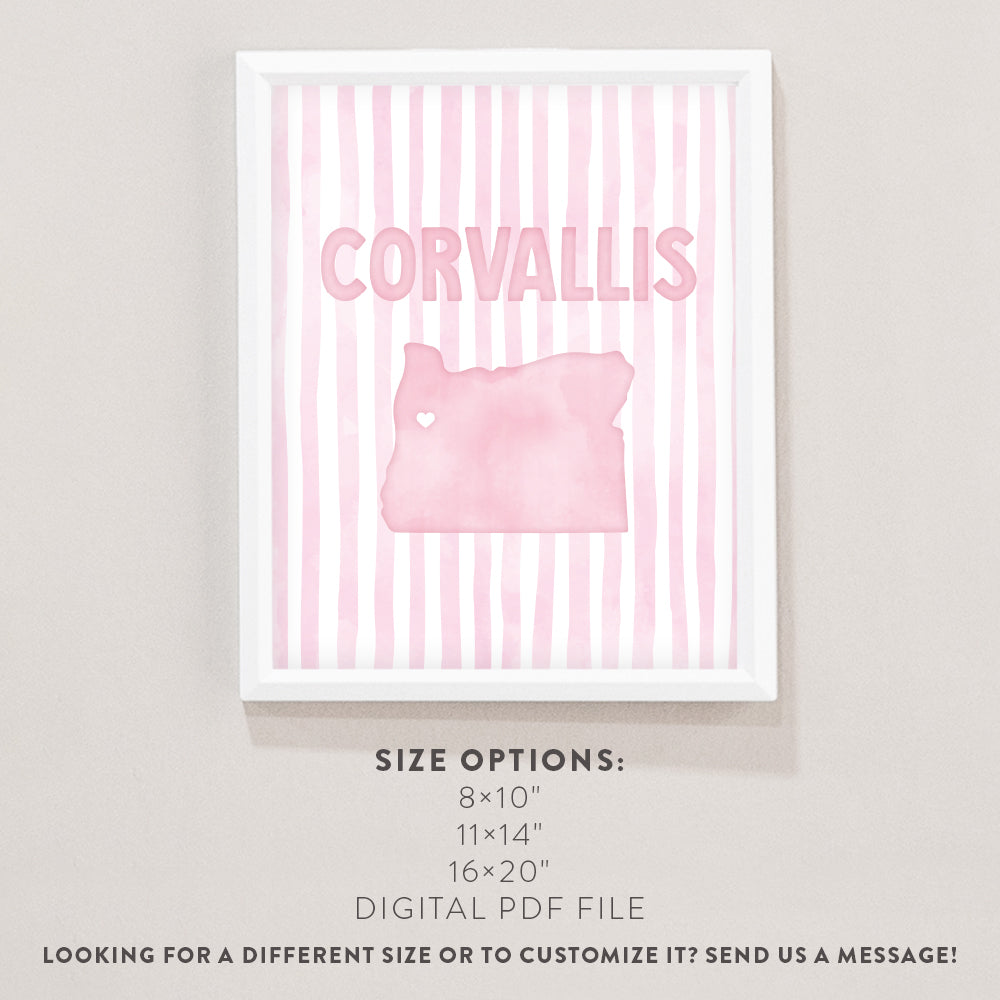 Corvallis Oregon Poster · Corvallis Oregon Pink Pastel Wall Art