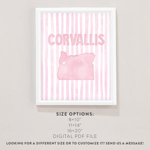 Corvallis Oregon Poster · Corvallis Oregon Pink Pastel Wall Art