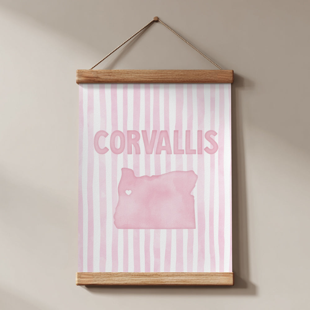 Corvallis Oregon Poster · Corvallis Oregon Pink Pastel Wall Art