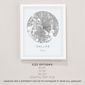 dallas map poster