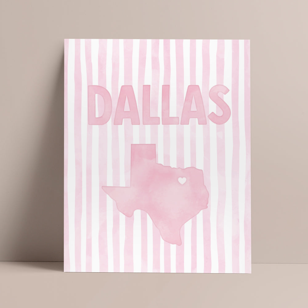 Dallas Texas Poster · Dallas Texas Pink Pastel Wall Art