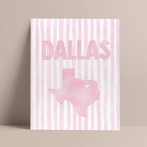 Dallas Texas Poster · Dallas Texas Pink Pastel Wall Art