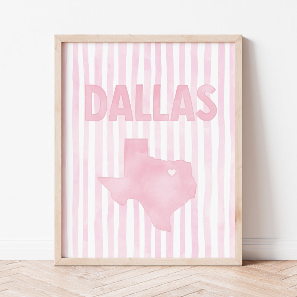 Dallas Texas Poster · Dallas Texas Pink Pastel Wall Art