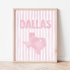 Dallas Texas Poster · Dallas Texas Pink Pastel Wall Art