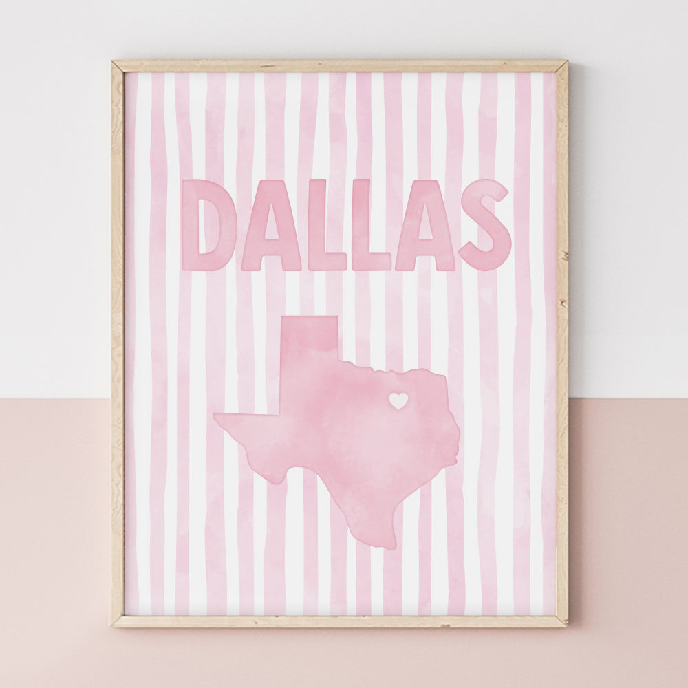 Dallas Texas Poster · Dallas Texas Pink Pastel Wall Art