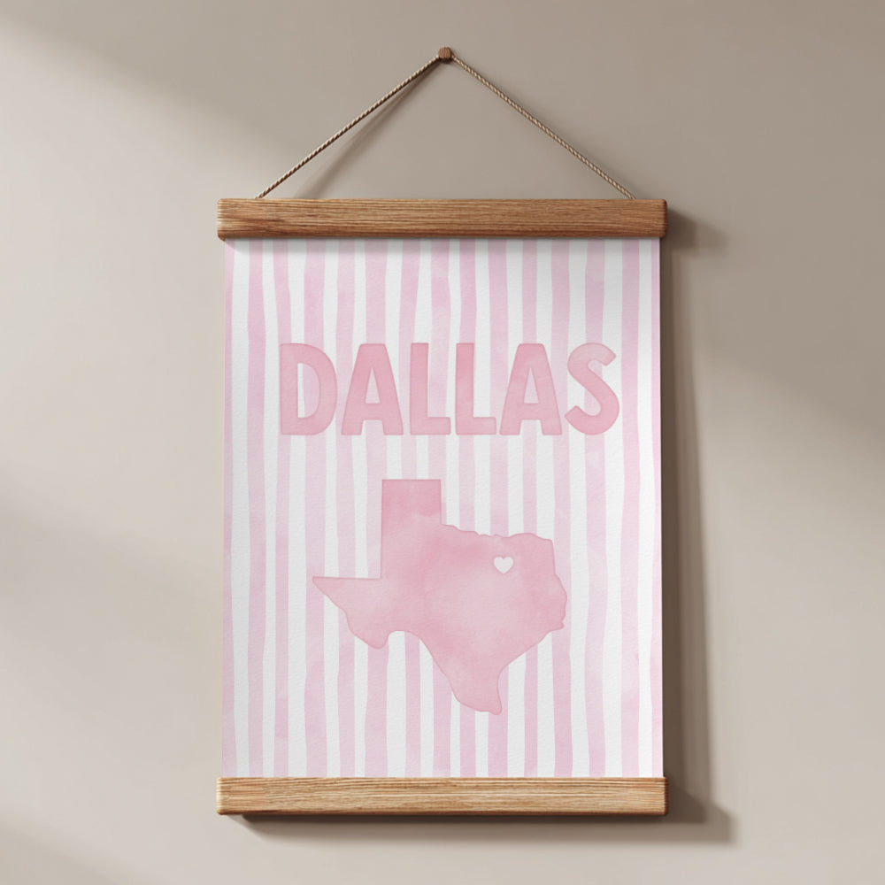 Dallas Texas Poster · Dallas Texas Pink Pastel Wall Art