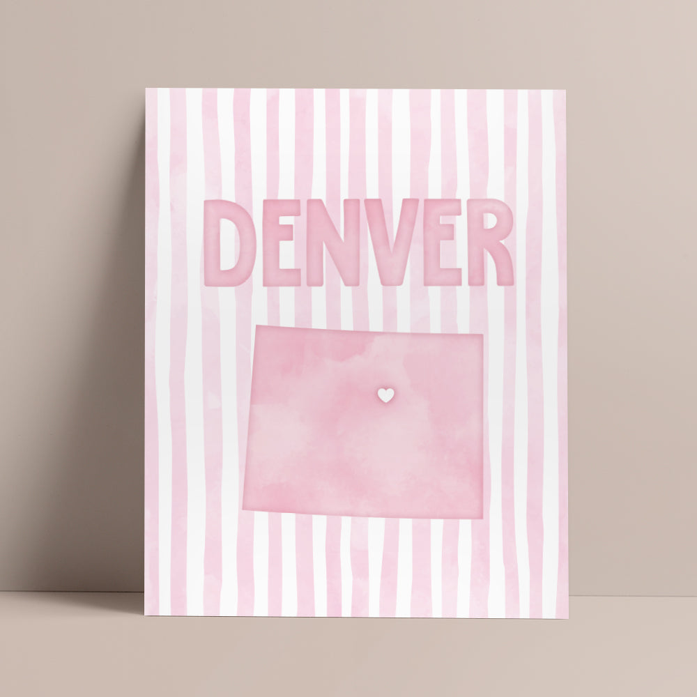 Denver Colorado Poster · Denver Colorado Pink Pastel Wall Art