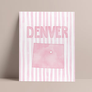 Denver Colorado Poster · Denver Colorado Pink Pastel Wall Art