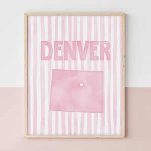 Denver Colorado Poster · Denver Colorado Pink Pastel Wall Art