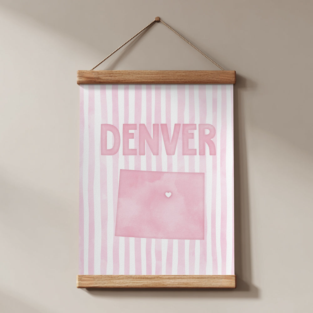 Denver Colorado Poster · Denver Colorado Pink Pastel Wall Art