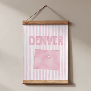 Denver Colorado Poster · Denver Colorado Pink Pastel Wall Art