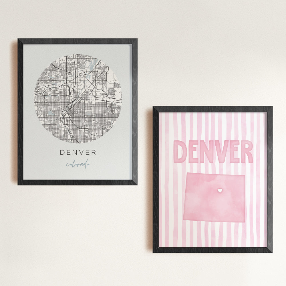 Denver Colorado Poster · Denver Colorado Pink Pastel Wall Art