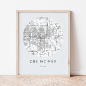 des moines iowa map
