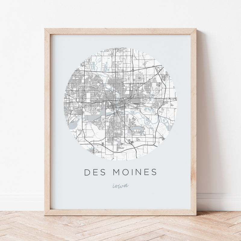 des moines iowa map