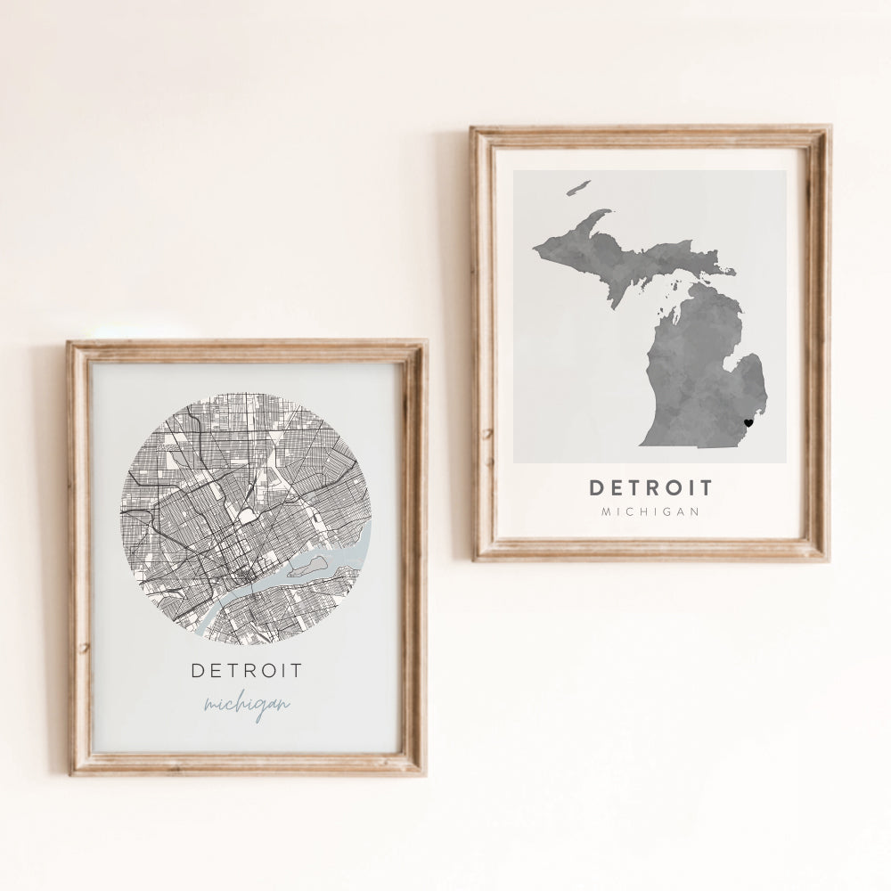 detroit map posters
