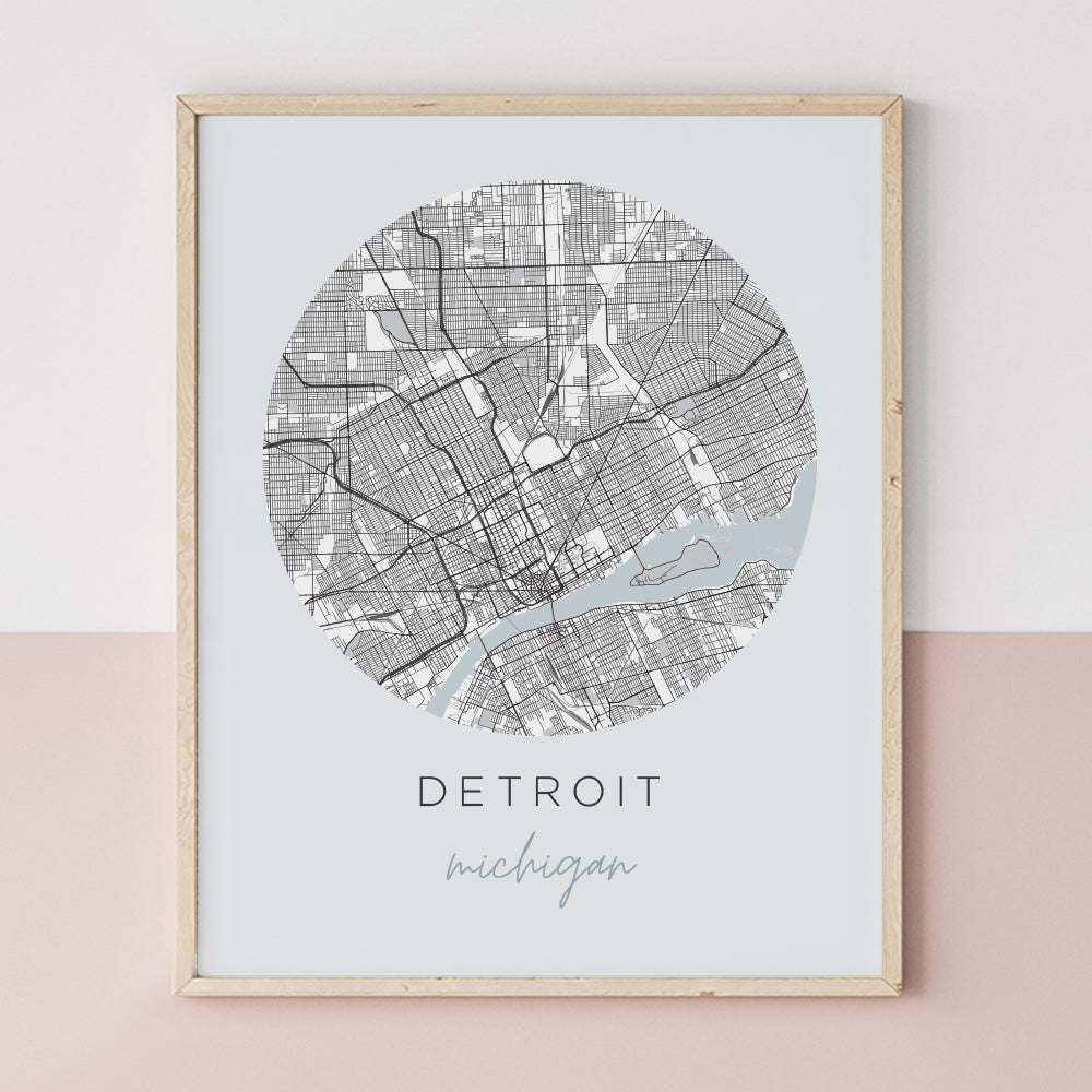 detroit map poster