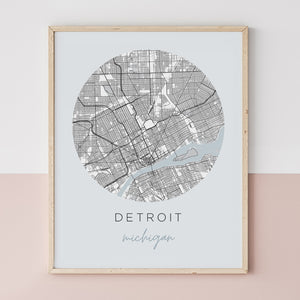 detroit map poster