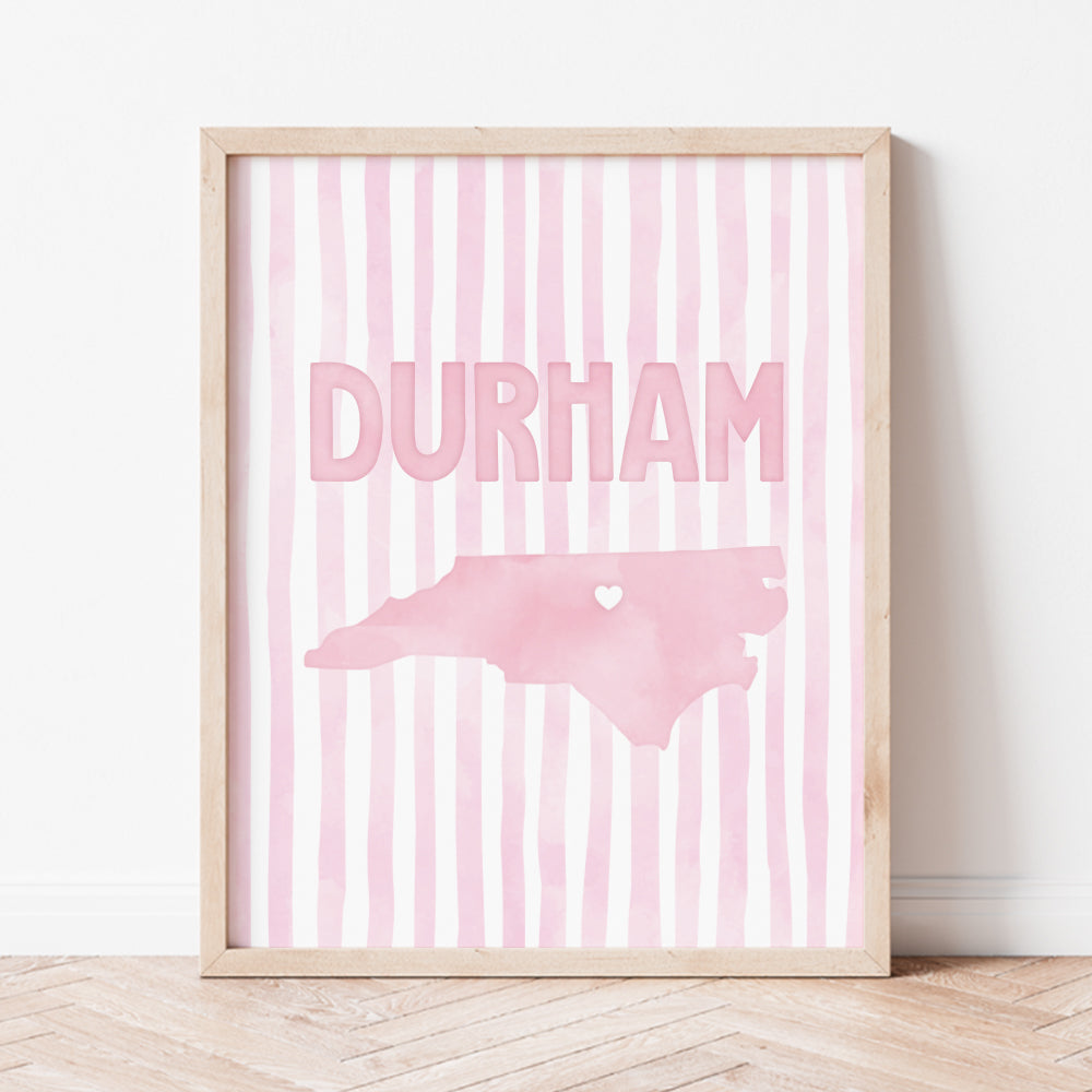 Durham, North Carolina Pink Pastel Poster