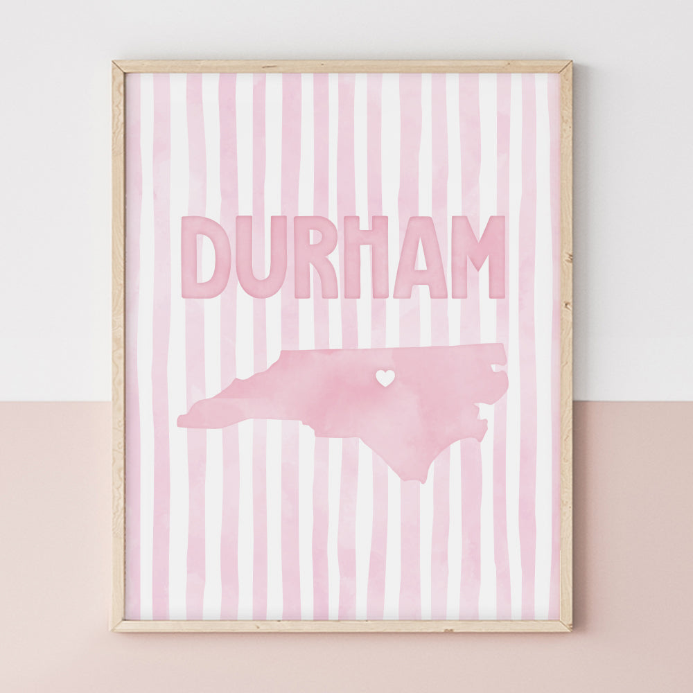 Durham, North Carolina Pink Pastel Poster