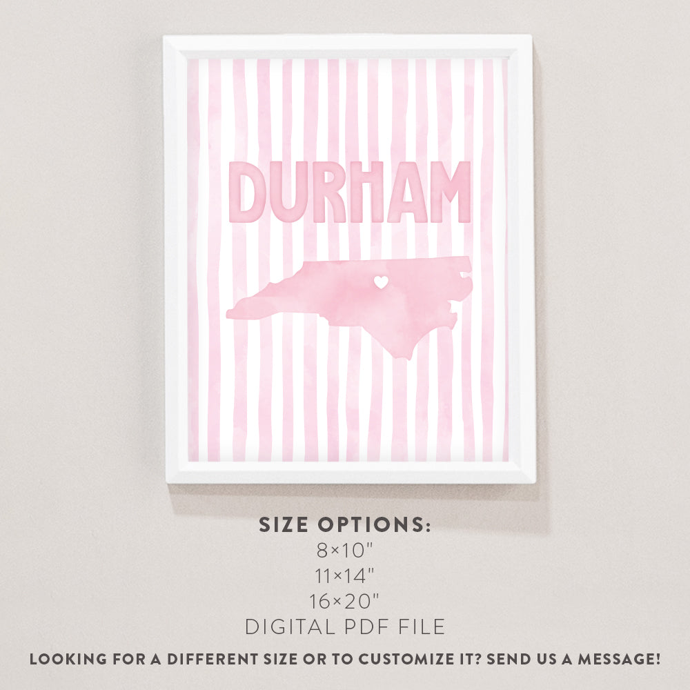 Durham, North Carolina Pink Pastel Poster