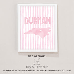 Durham, North Carolina Pink Pastel Poster