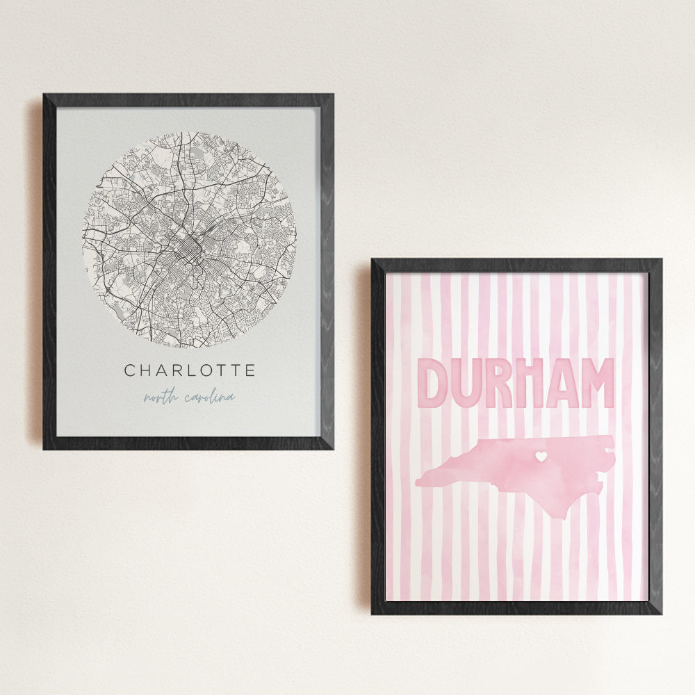 Durham, North Carolina Pink Pastel Poster