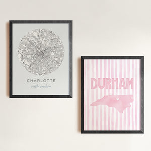Durham, North Carolina Pink Pastel Poster