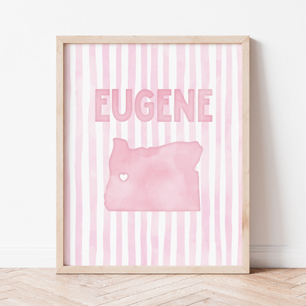 Eugene Oregon Poster · Eugene Oregon Pink Pastel Wall Art