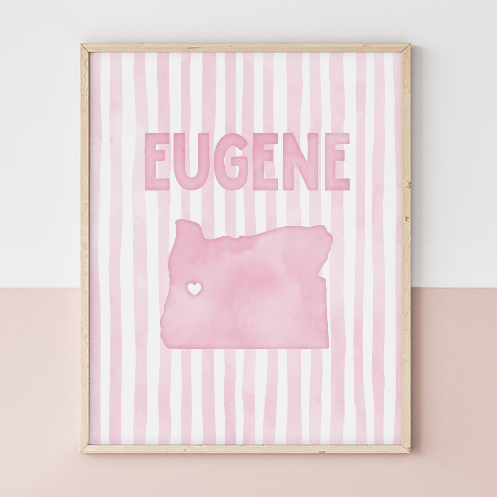Eugene Oregon Poster · Eugene Oregon Pink Pastel Wall Art