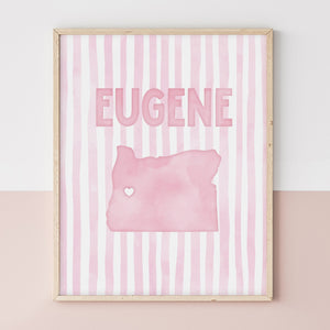 Eugene Oregon Poster · Eugene Oregon Pink Pastel Wall Art