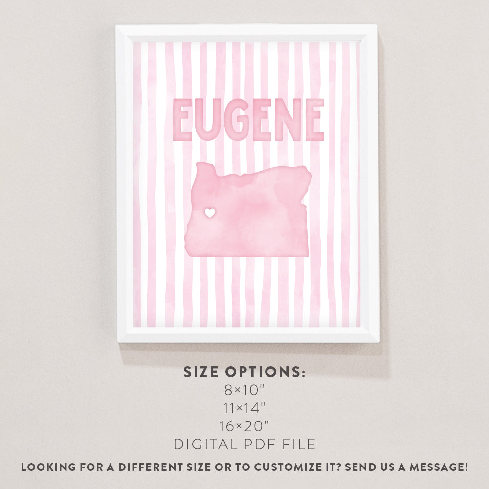 Eugene Oregon Poster · Eugene Oregon Pink Pastel Wall Art
