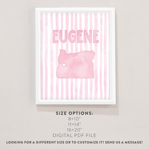 Eugene Oregon Poster · Eugene Oregon Pink Pastel Wall Art