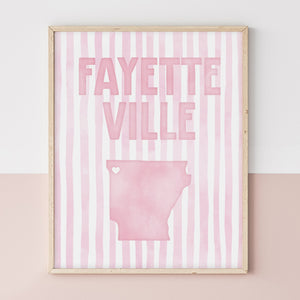 Fayetteville, Arkansas Pink Pastel Poster