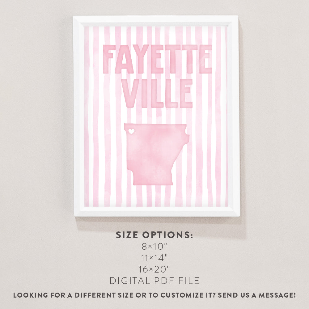 Fayetteville, Arkansas Pink Pastel Poster