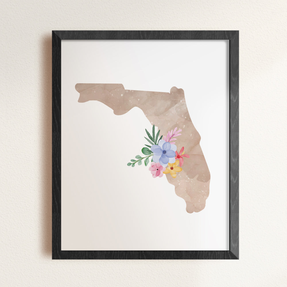 florida watercolor floral wall art