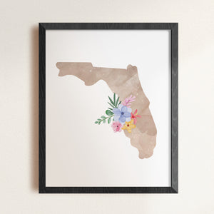 florida watercolor floral wall art